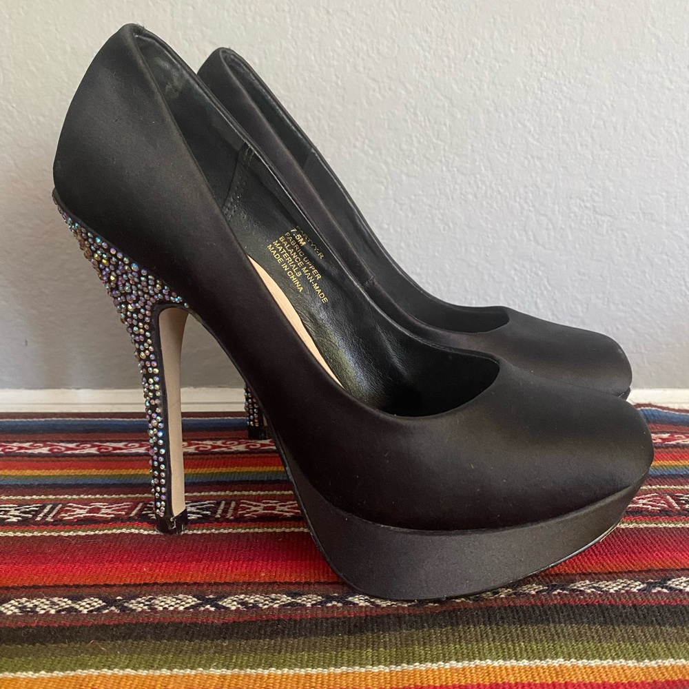 Steve Madden Black Pumps with Crystal Heels